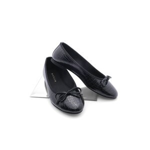 Marjin Women's Daily Flats Metallic Round Toe Ballerina Flats Adusa Black Croco