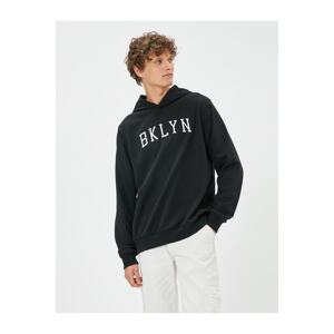 Koton Hooded College Sweat Slogan Embroidered Long Sleeve