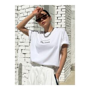 Know Women's White The Future Oversized Printed Tshirt