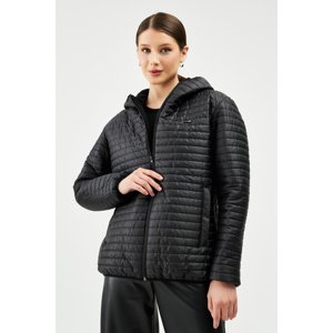 River Club Women's Black Hooded Inner Lined Water And Windproof Coat