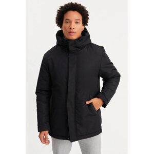 River Club Men's Black Fleece Water And Windproof Hooded Winter Coat & Parka