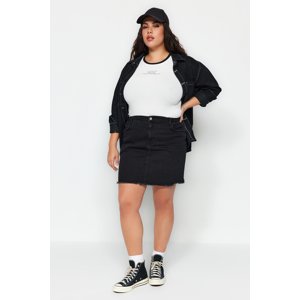 Trendyol Curve Black Pocket Bag Detailed Denim Skirt