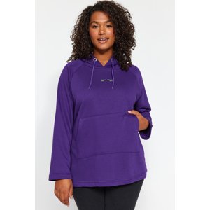 Trendyol Curve Purple Print Detailed Thick Knitted Sweatshirt