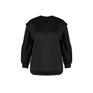Trendyol Black Sleeve Detailed Diving/Scuba Knitted Sweatshirt