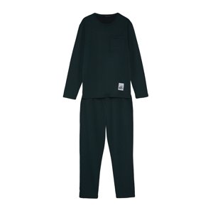 Trendyol Men's Green Regular Fit Label Detailed Knitted Pajamas Set
