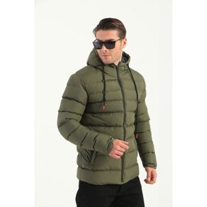 River Club Men's Khaki Inner Lined Hooded Water And Windproof Puffer Winter Coat