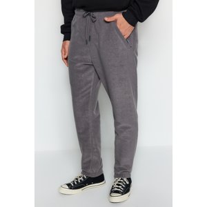 Trendyol Smoked Men's Regular/Normal Cut Zipper Pocket Warm Thick Fleece Rubber Leg Sweatpants