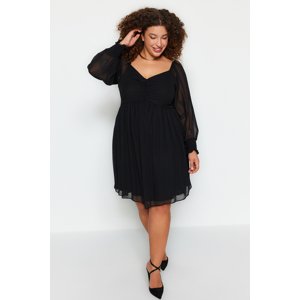 Trendyol Curve Black Plain A-line Mini Woven Plus Size Dress