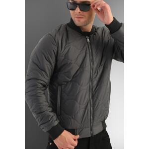 D1fference Men's Anthracite Water and Windproof Quilted Patterned Winter Coat