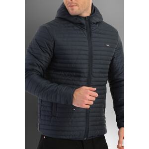 D1fference Men's Navy Blue Inner Lined Water And Windproof Hooded Winter Coat