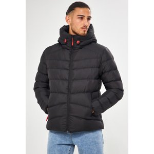 D1fference Men's Black Hooded Water And Windproof Puffer Winter Coat