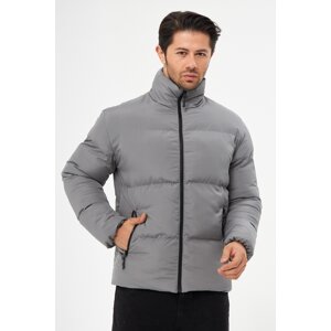 D1fference Men's Gray Inner Lined Water And Windproof Puffer Winter Coat