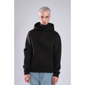 XHAN Black Turtleneck Oversize Hooded Sweatshirt