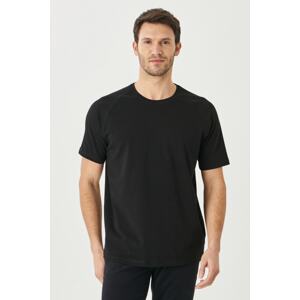 AC&Co / Altınyıldız Classics Pánské černé slim fit slim fit posádka výstřih bavlněné flexibilní tričko