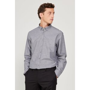 AC&Co / Altınyıldız Classics Men's Khaki Comfort Ft Comfortable Cut Buttoned Collar Cotton Dobby Linen Shirt