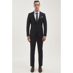 ALTINYILDIZ CLASSICS Men's Navy Blue Extra Slim Fit Slim Fit Dovetail Collar Woolen Water And Stain Resistant Nano Suit