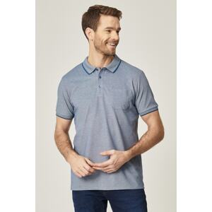 ALTINYILDIZ CLASSICS Men's Non-Shrink Cotton Fabric Regular Fit Relaxed Cut Indigo-white Roll-up Polo Neck Pocket T-Shirt