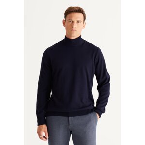 ALTINYILDIZ CLASSICS Men's Navy Blue Anti-Pilling Standard Fit Normal Cut Half Turtleneck Knitwear Sweater