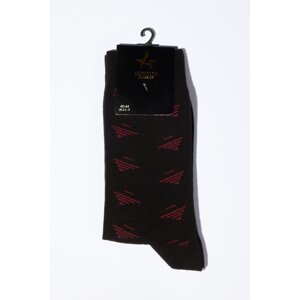 ALTINYILDIZ CLASSICS Men's Black-Burgundy Patterned Crew Neck Socks