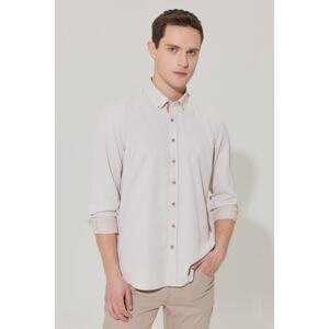 ALTINYILDIZ CLASSICS Men's Beige Slim Fit Slim Fit Button-down Collar Cotton Dobby Shirt