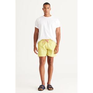 AC&Co / Altınyıldız Classics Men's Yellow Standard Fit Regular Fit Quick Dry Side Pockets Patterned Swimwear