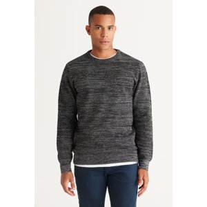 AC&Co / Altınyıldız Classics Men's Black-gray Recycle Standard Fit Regular Fit Crew Neck Patterned Knitwear Sweater