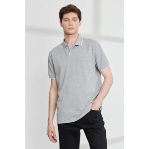 ALTINYILDIZ CLASSICS Pánské šedé melírované tričko s krátkým rukávem slim fit slim fit 100% bavlna.
