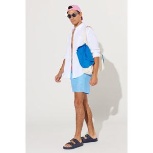 AC&Co / Altınyıldız Classics Men's Blue Standard Fit Regular Cut Quick Dry Patterned Swimsuit with Side Pockets