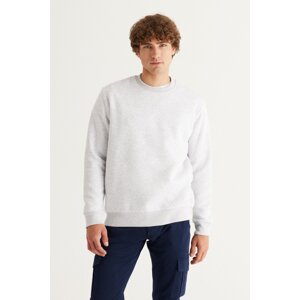 AC&Co / Altınyıldız Classics Men's Snow Melange Standard Fit Normal Cut 3 Thread Crew Neck Sweatshirt with Inner Fleece