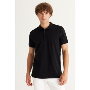 AC&Co / Altınyıldız Classics 100% Organic Cotton Men's Black Slim Fit Slim Fit Polo Neck T-Shirt