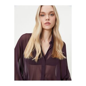 Koton Chiffon Transparent Shirt Balloon Sleeve Buttoned