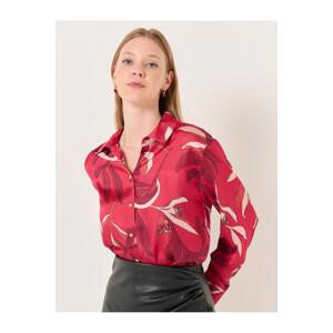 Jimmy Key Red Long Sleeve Patterned Satin Shirt