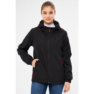 River Club Women's Black Inner Lined Waterproof And Windproof Hooded Raincoat With Pocket.