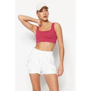 Trendyol White Parachute Fabric 2-Layer Sports Shorts with Shorts Inside