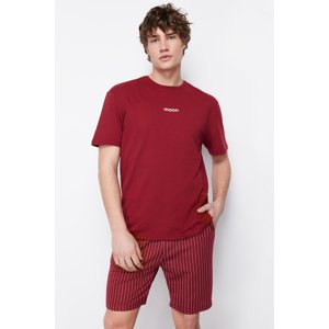 Trendyol Claret red moon printed Pajama Set