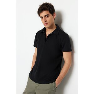 Trendyol Limited Edition Black Regular/Normal Cut Pique Zippered Polo Collar T-shirt