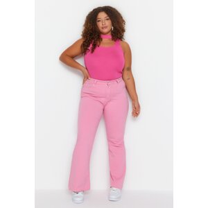 Trendyol Curve Pink Cut-Cut Spanish Fit Denim Jeans