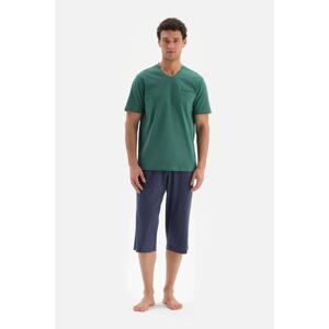 Dagi Khaki V-Neck Capri Knitted Pajama Set
