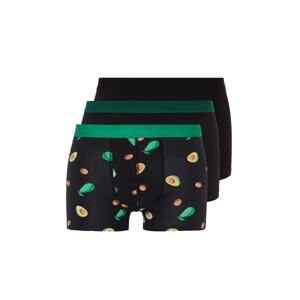 Trendyol 3-Pack Multi Color Avocado Patterned-Plain Pack Cotton Boxer