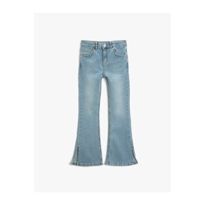 Koton Slit Detailed Flared Leg Jeans - Flare Jeans with Adjustable Elastic Waist