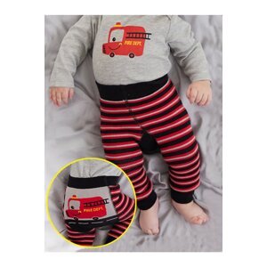 Denokids Firefighter Baby Boy Knitted Striped Tights-Pants