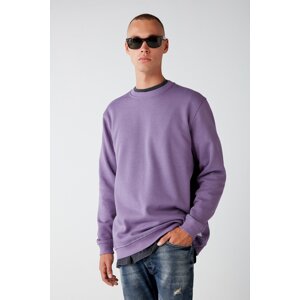 GRIMELANGE Travis Men's Soft Fabric Regular Fit Round Collar Purple Sweatshir