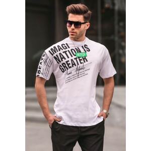 Madmext Men's White Printed T-Shirt 6073