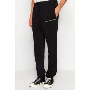 Trendyol Men's Black Oversize/Wide-Fit Minimal Letter Sweatpants