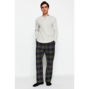 Trendyol Men's Khaki Comfort Fit Plaid Woven Pajama Bottoms