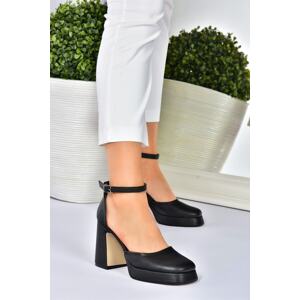 Fox Shoes Black Thick Platform Heeled Women's Shoes