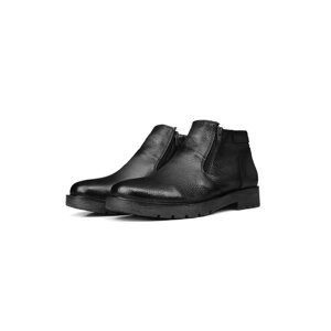 Ducavelli Chelsea Genuine Leather Non-Slip Sole Zippered Daily Boots Black