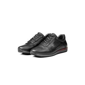 Ducavelli Lion Point Genuine Leather Plush Shearling Men's Casual Shoes Black