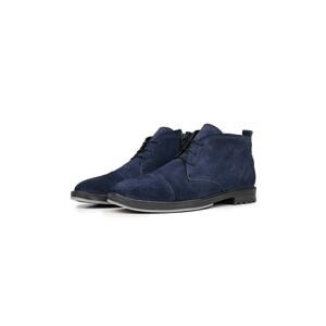 Ducavelli Masquerade Genuine Leather Non-Slip Sole Daily Boots Navy Blue