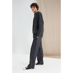 Trendyol Anthracite Men's More Sustainable Oversize Textured Label Detailed Sweatpants